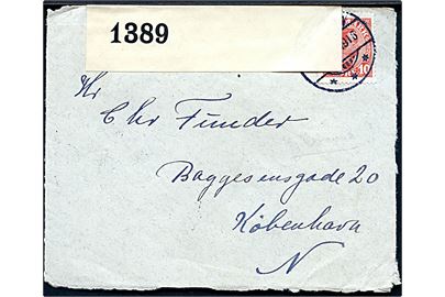 10 øre Chr. X på brev annulleret m. brotype Ig Thorshavn  d. 26.4.1916 til København. Åbnet af britisk censur no. 1389. Kuvert åbnet 3 sider. 