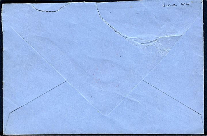 Engelsk 2½d George VI på brev annulleret Norwegian Army Field Post Office d. 6.7.1944 til Beith, Scotland. Selvcensureret med signatur “Knud Apold” og unit censor no. 2969 = Brig. N's feltpostkontor (Callander). 