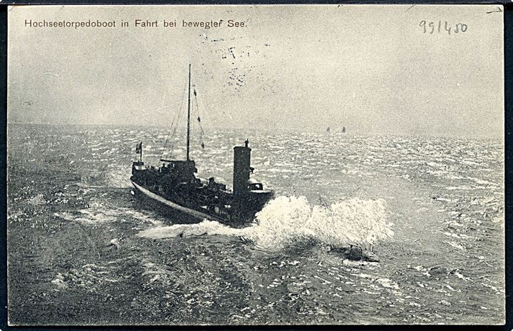 Tysk 10 pfg. Germania på brevkort fra Kiel annulleret med sjældent brotype IIg skibsstempel Kiel - /*/ Korsør d. 6.7.1913 til København, Danmark.