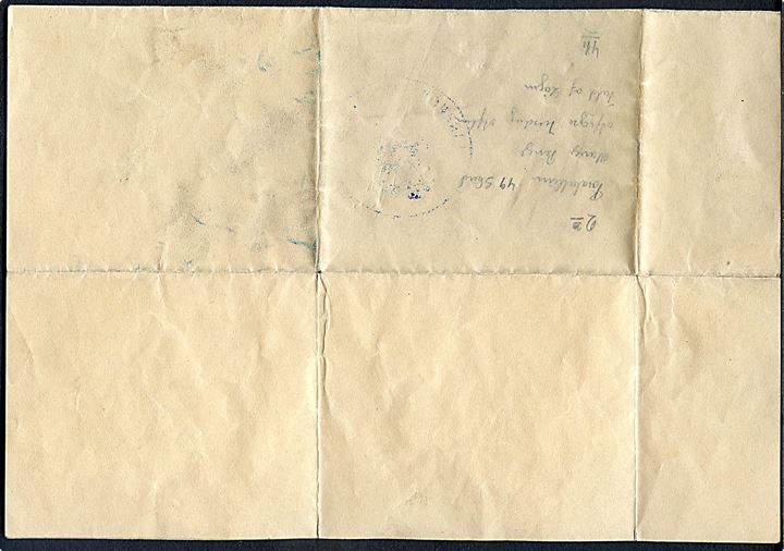 Erklæring på fortrykt brevpapir fra Schalburg Korpset i København d. 25.11.1943 med tydeligt blåt stemplet “(3 løver) / II / Schalburg-Korpset”. Stor sjældenhed.