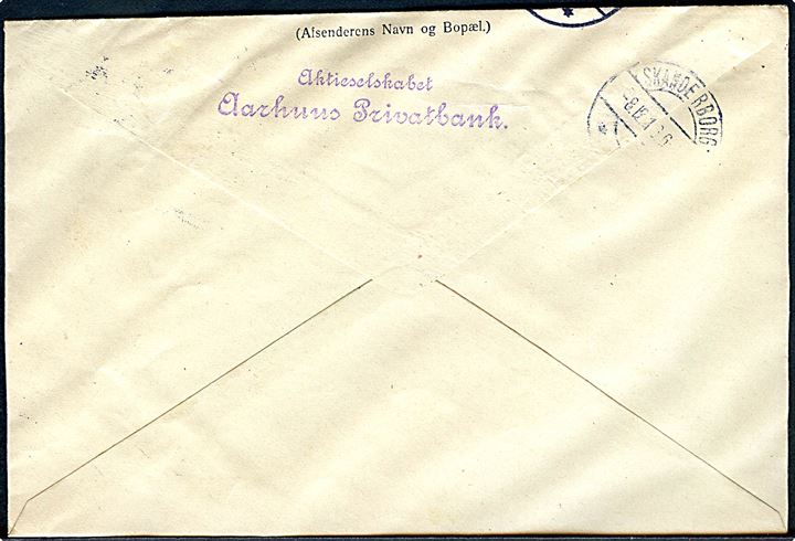 80 øre og 1 kr. Chr. X på adressebrev for værdipakke fra Aarhus d. 7.12.1916 til Skanderborg.
