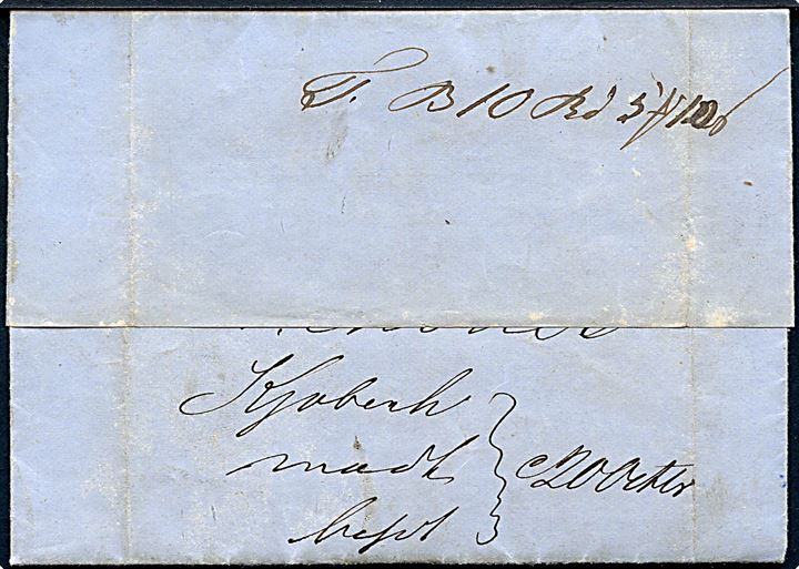 1860. Fragtbrev fra Møllers Expedition Qvæsthusgade Kjøbenhavn d. 29.10.1860 påskrevet “pr. Hamlet” til Helsingør. 