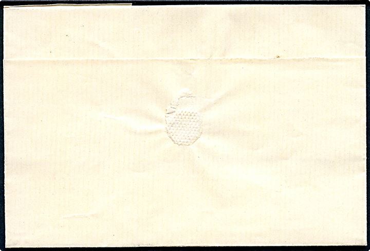 3 sk. Tofarvet 1. tryk (2) på 6 sk. frankeret skibsbrev fra Kjøbenhavn annulleret med svensk stempel i Landskrona d. 27.7.1871 til Landskrona, Sverige. Smukt brev.
