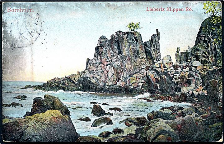 15 øre Karavel på brevkort fra Rønne B. d. 2.9.1928 og sidestemplet “Salon-Schnell-Dampfer “Hertha” Auf hoher See” d. 2.9.1928 til Leipzig, Tyskland.