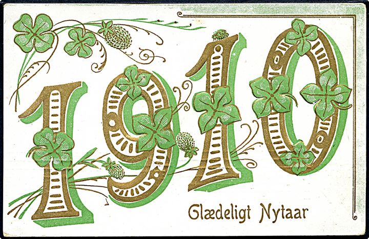 Årstalskort. 1910. Glædeligt Nytaar. No. 115. (Prægekort). 