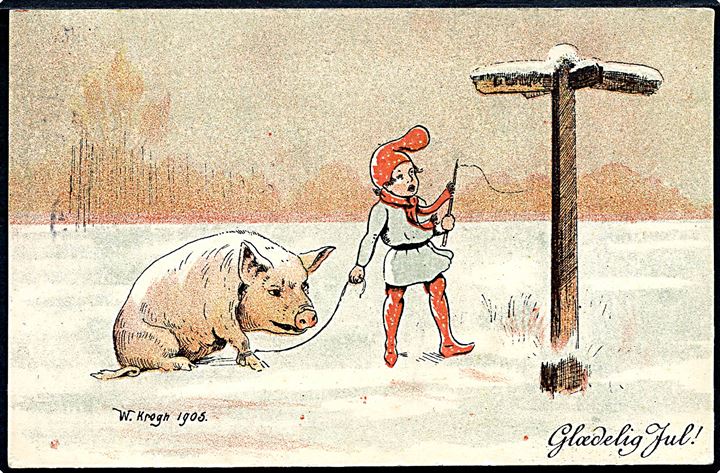 Ludvig Møgelgaard (W. Krogh / Hans Hollberg): Glædelig Jul. Nisse og gris. U/no. 