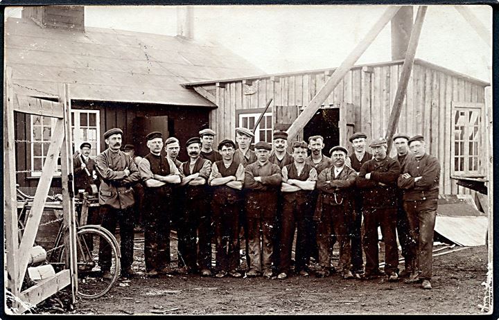 Odense, håndværker sjak. Fotokort u/no skrevet i Odense 1910.