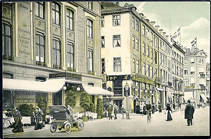 København, Kongens Nytorv med Café a Porta og automobil med nr.-plade K383. GM no. 3173