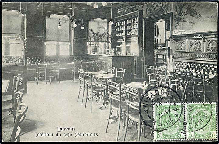 Belgien, Louvain, interiør fra Café Gambrinus.