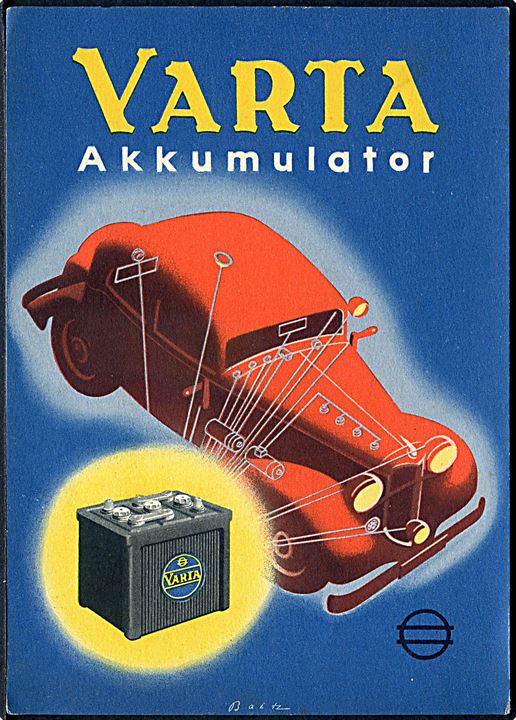 Varta - automobil akkumulator. Reklamekort no. W-K 17/38 Va.