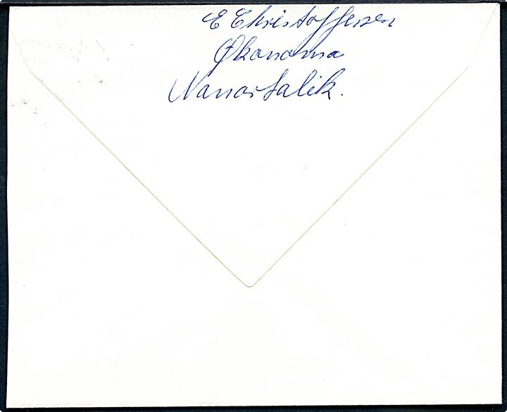 Ufrankeret indenrigsbrev med afsender fra Nanortalik stemplet Julianehåb d. 30.5.1958 til Godthåb.