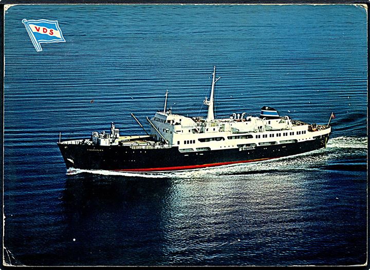 20 øre og 60 øre på brevkort (M/S Finnmarken, Vesteraalens Dampskibsselskab) annulleret med sejlende bureaustempel Trondheim - Kirkenes I d. 9.7.1972 til Driehuis, Holland. 