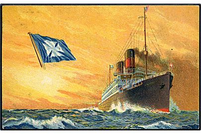 Skandinavien Amerika Linie. Reklamekort anvendt i Oslo d. 23.4.1926. F. Lindegaard u/no.