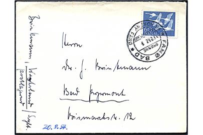60 øre Nordens Dag på brev annulleret med turist pr.-stempel Fanø Bad pr. Nordby Fanø d. 17.8.1957 til Bad Pyrmont, Tyskland.