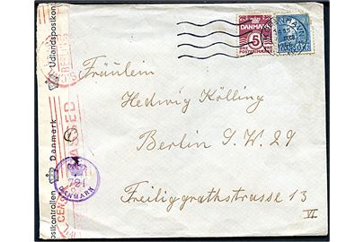 5 øre Bølgelinie og 40 øre Chr. X på brev fra København d. 7.12.1946 til Berlin, Tyskland. Dobbelt censureret med dansk efterkrigscensur (krone)/721/Danmark og amerikansk civilcensur i Berlin.