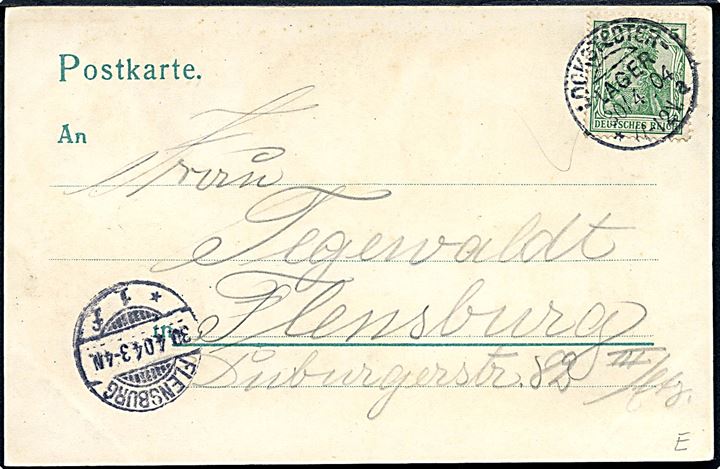 Gruss aus dem Lockstedter Lager. W. Steinberg no. 1437. Stemplet Lockstedter Lager d. 30.4.1904 til Flensburg.