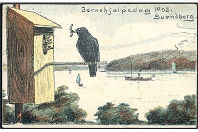 Svendborg. Børnehjælpsdag 1908. Tegnet af Valdemar Våben. Peter Meyers Trykkerier u/no. 