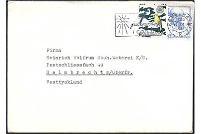 60 øre WHO møde og Julemærke 1961 på brev fra København d. 20.12.1961 til Helmbrechts, Tyskland.