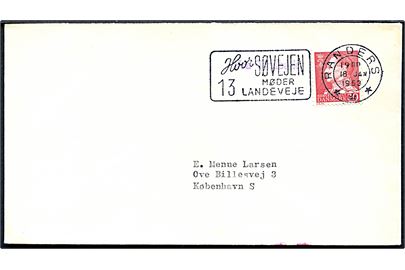 30 øre Fr. IX på brev annulleret Randers d. 18.1.1963 og sidestemplet med kassetømningsstempel Fra Tindbæk til København.
