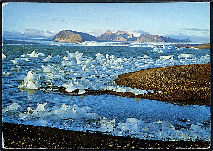 55 øre på brevkort fra Ny-Ålesund Svalbard d. 25.7.1967 til Berlin, Tyskland.