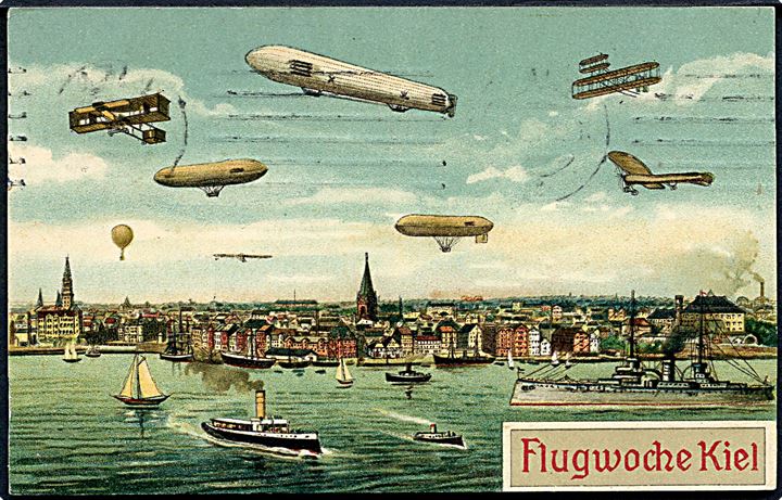Flugwoche Kiel 1913 med fly og luftskibe. Gebr. Lempe u/no.