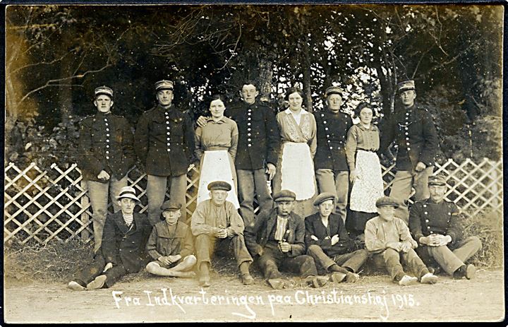 Fra Indkvarteringen paa Chistrianshøj 1915. Fotokort u/no.