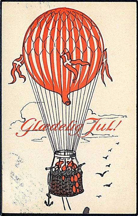 Glædelig Jul. Nisser i luftballon. H. A. serie 516. 