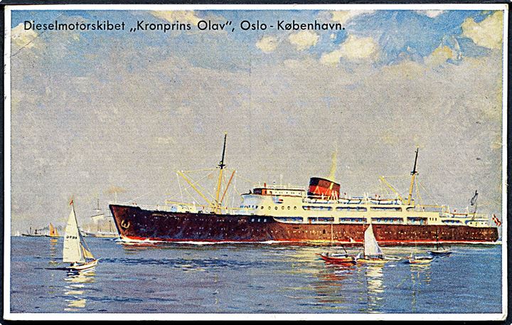Dieselmotoskibet Kronprins Olav, Oslo - København. F. E. Bording A/S. U/no. 