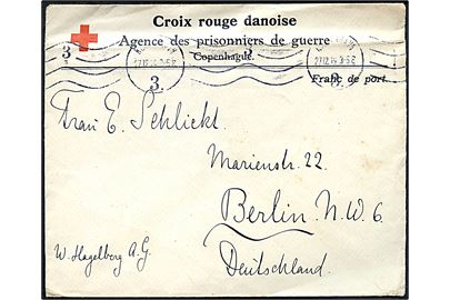 Ufrankeret fortrykt krigsfangebrev fra Dansk Røde Kors i Kjøbenhavn d. 27.12.1919 til Berlin, Tyskland.