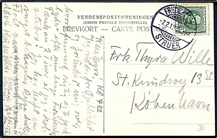 Fredericia Banegaard. Dansk Lystrykkeri no. 371. Bureaustempel Fredericia - Struer d. 7.2.1912.
