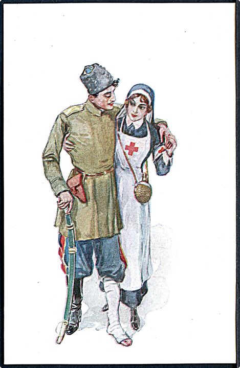 Såret russisk soldat og sygeplejeske. No. 195.