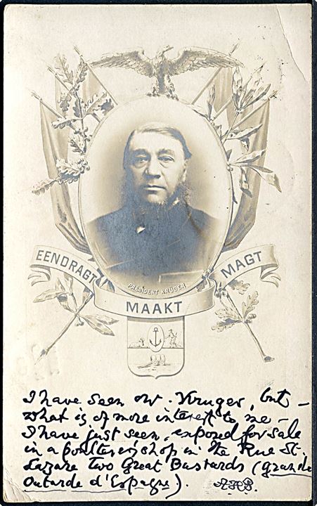 Boerkrigen. Præsident Paul Kruger. Brugt i Frankrig 1900.