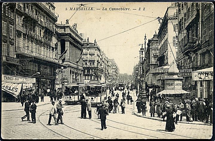 Frankrig. Marseille. La Cannebière. Sporvogne no. 708 & 732. Z Z no. 5. 