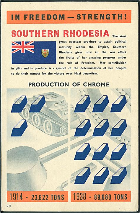 Verdenskrig 2. Propaganda. In Freedom - Strenght! R.O.  * Southern Rhodesia *. No. 51-2026.