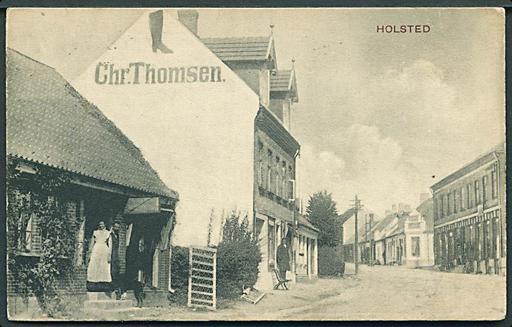 Holsted, gadeparti med Chr. Thomsens skohandel. P. N. Pedersen no. 84421.