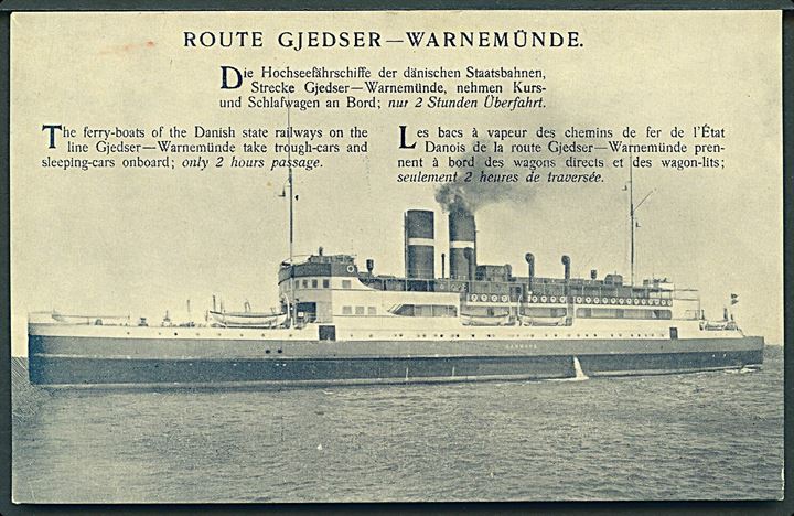 “Danmark”, S/S, DSB dampfærge på ruten Gjedser - Warnemünde. U/no. 