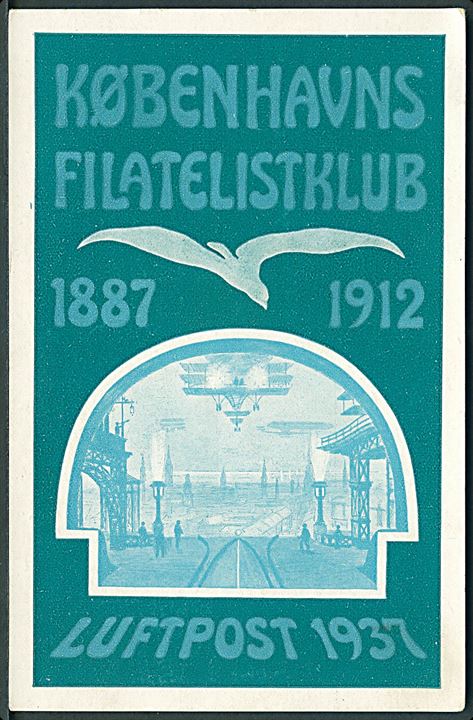 Fremtidens luftpost i 1937. KPK Jubilæumskort 1887-1912. A. Jacobsen u/no.