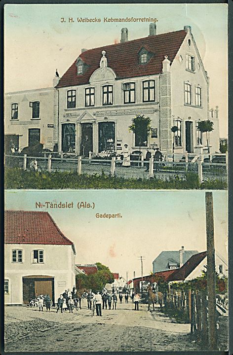 Tandslet, J. H. Weibeck’s købmandsforretning og gadeparti. C. C. Biehl no. 1222.