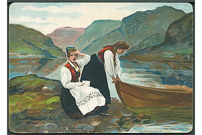 “Kvinder i nationaldragt”, Holbæk Eriksen u/no. Dateret 1899.