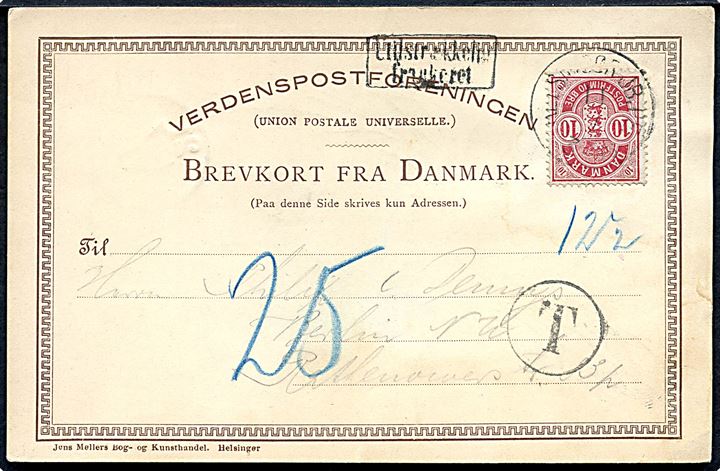 Marienlyst, kurhotel. Tegnet af A. E. Svedstrup. J. Møller type JM5 m. 4 linjer. Anvendt 11.7.1889.