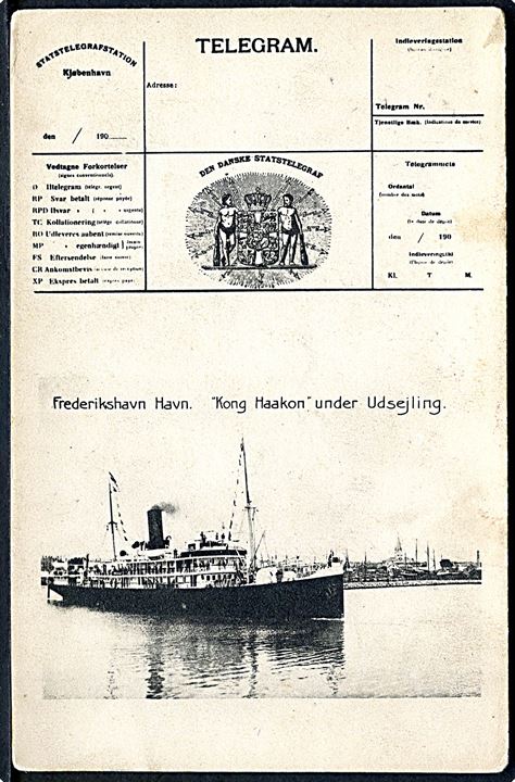 “Kong Haakon”, S/S, DFDS. Telegramhilsen fra Frederikshavn. S. Engsig no. 9488.