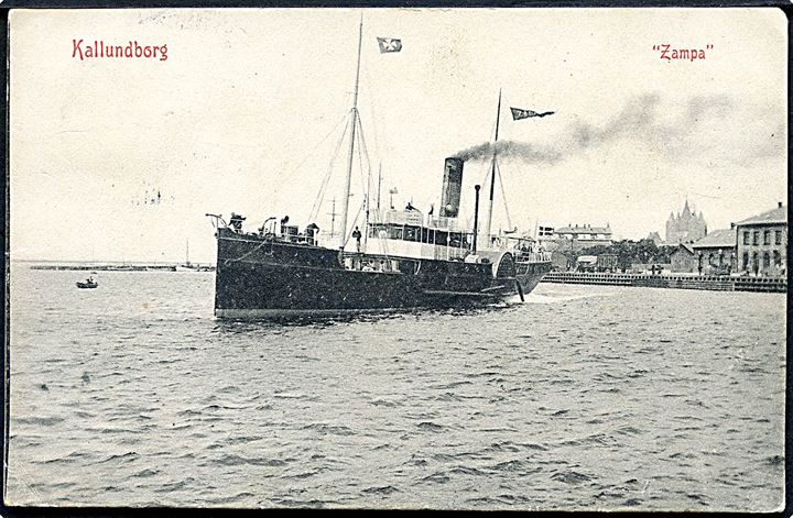 “Zampa”, S/S, DFDS hjuldamper forlader Kalundborg. Warburg no. 4078.