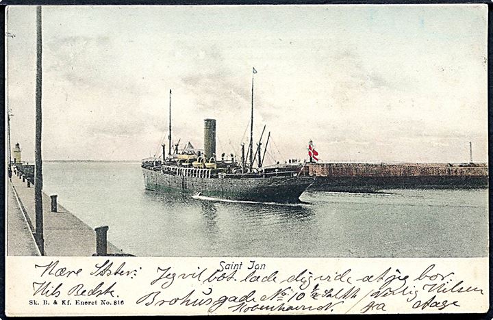 “Saint Jan”, S/S, Østasiatisk Kompagni. Solgt 1907 til Hamburg Amerika Linie. Sk. B. & Kf. no. 816.