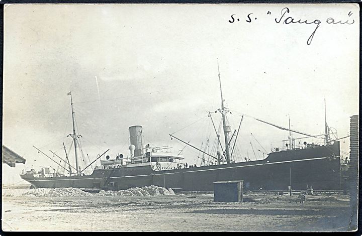 “Pangan”, S/S, Østasiatisk Kompagni. Fotokort anvendt i Hollandsk Ostindien 1909. U/no.