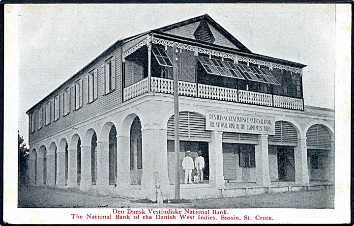 D.V.I., St. Croix, Christiansted. Den dansk Vestindiske National Bank. Taylor’s Book Store u/no.
