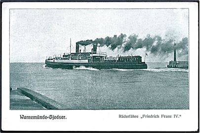 Tyskland. “Friedrich Franz IV”, jernbanefærge på ruten Gedser - Warnemünde. Reklamekort u/no.
