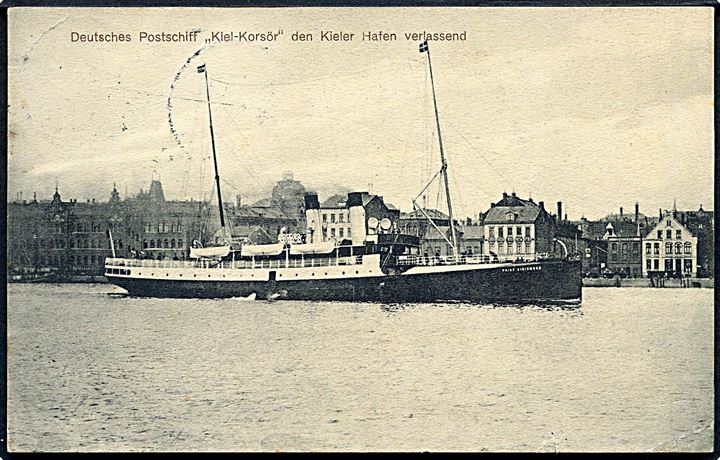 Tyskland. “Prinz Sigismund”, tysk postdamper forlader Kiel. Otto & Teichmann u/no.