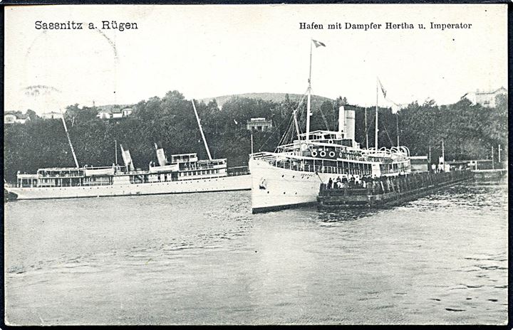 Tyskland. “Herta” og “Imperator”, turistdampskibe i Sassnitz på Rügen. J. Wieland & Co. no. 47. 