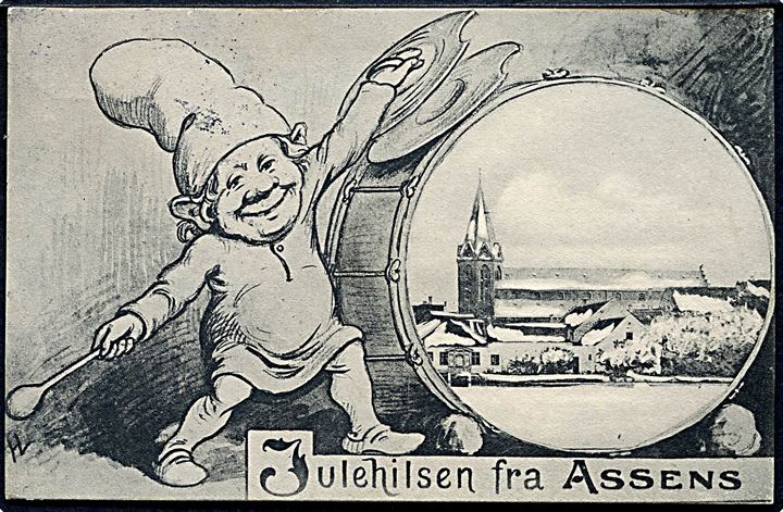 Assens, “Julehilsen fra”. Tegnet af Henrik Larsen. U/no.