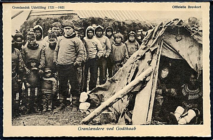 Grønlandsk Udstilling 1721-1921. Grønlændere ved Godthaab. Officielt Brevkort. Stenders u/no.